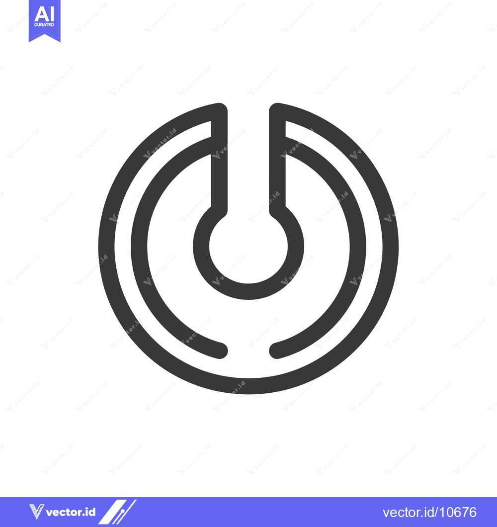 Premium Vector of A Black and White Outline of a Double Circle with a U-Shape Inside