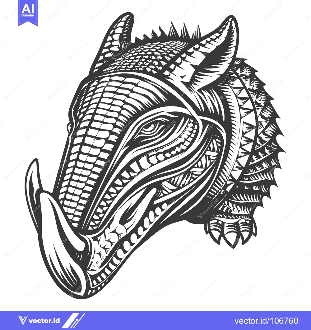 Premium Vector dari Detailed black and white illustration of a boar's head