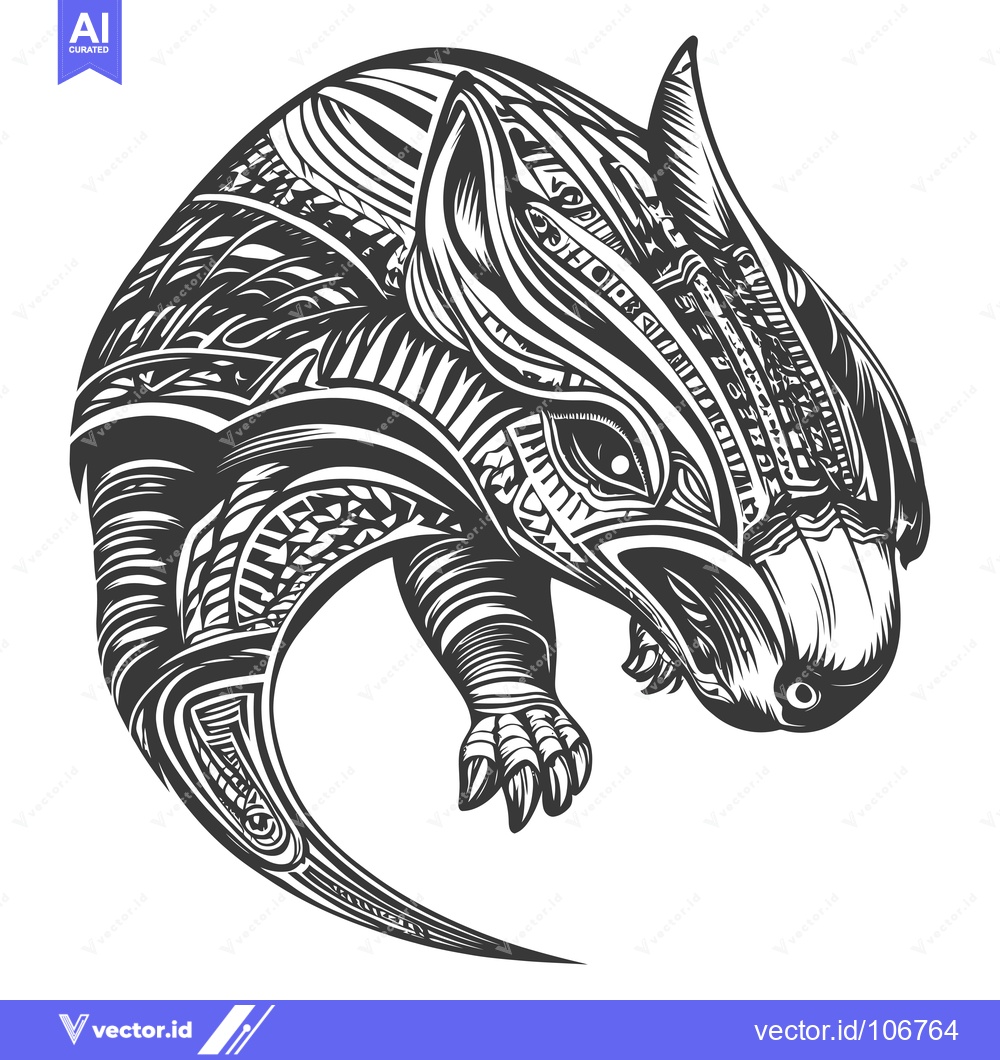Premium Vector dari Stylized Black and White Illustration of a Wombat