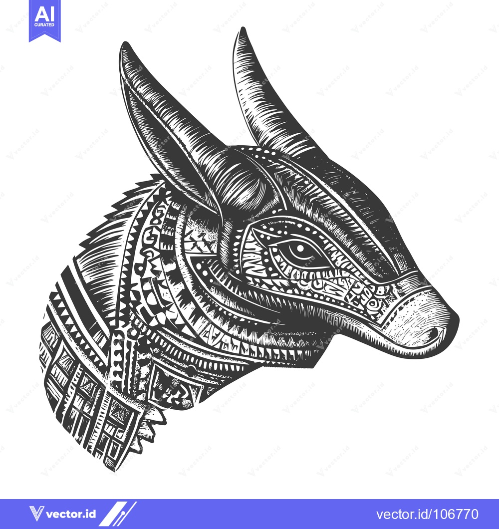 Premium Vector of Geometrically patterned black and white illustration of an animal head