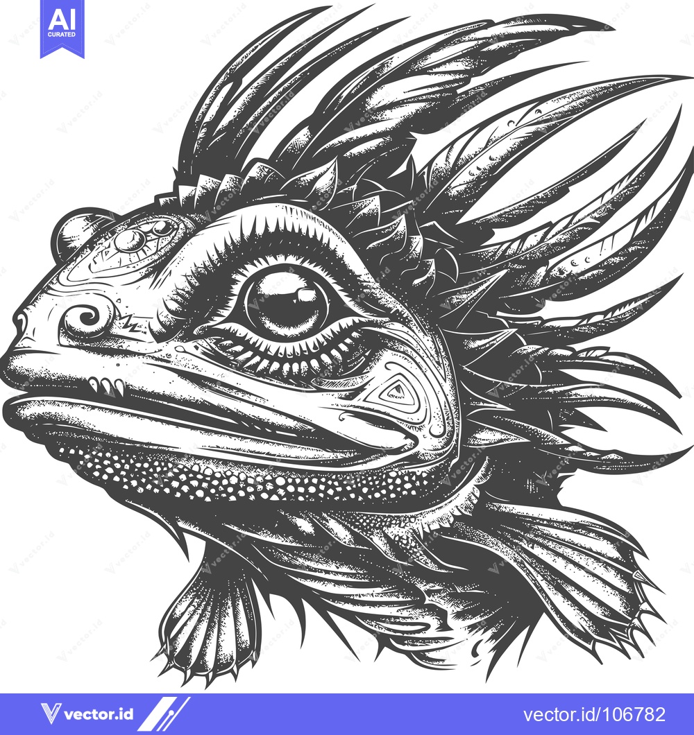 Premium Vector dari Detailed Illustration of a Dragon's Head with Spiky Feathers