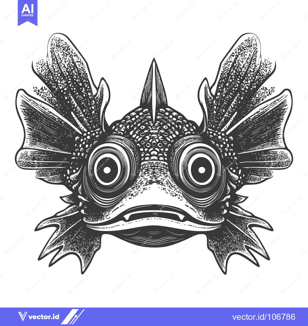Premium Vector dari Detailed Hand-Drawn Illustration of a Fish with Large Fins and Wide Ey