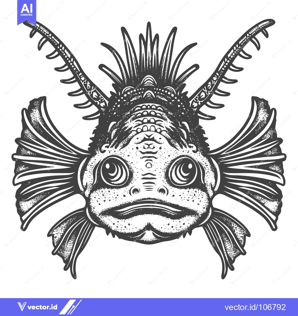 Premium Vector dari Detailed Illustration of a Spiny Fish with Large Eyes