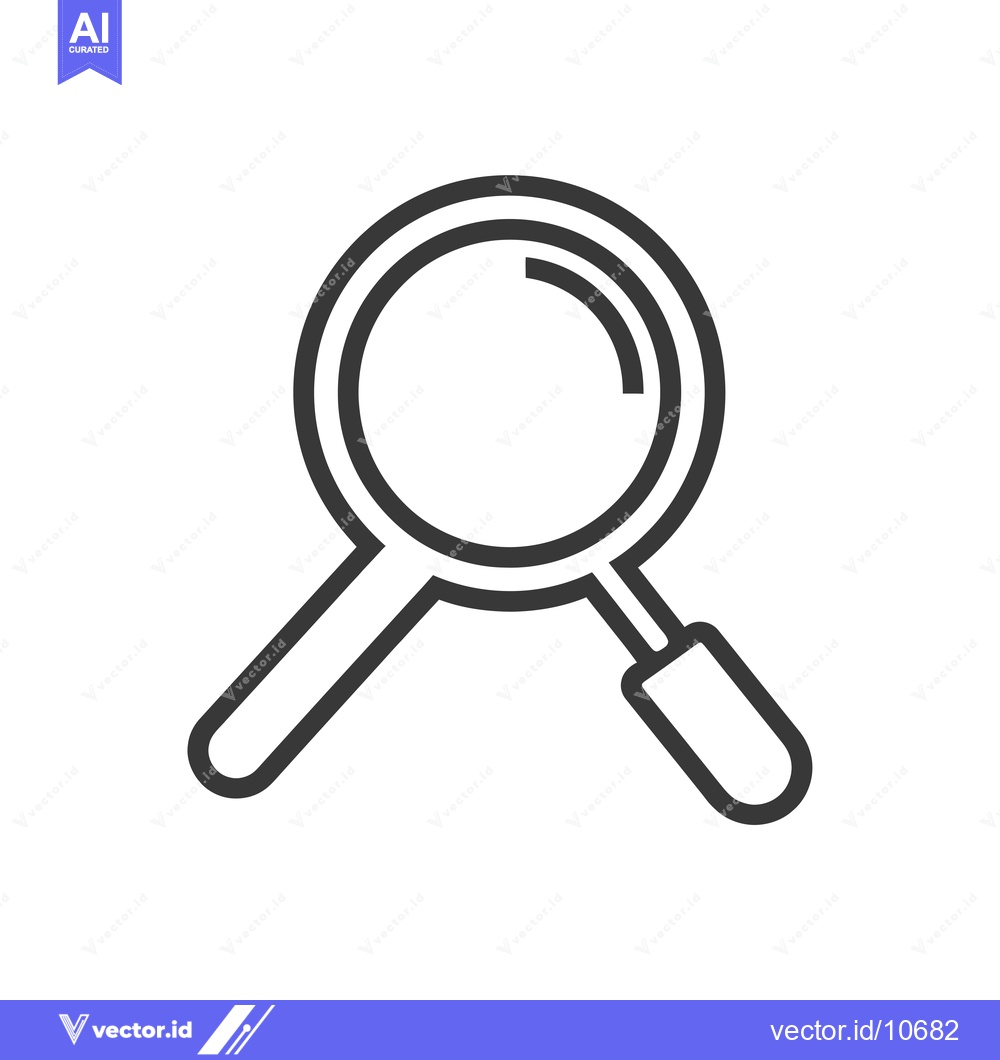 Premium Vector of A black and white outline of a magnifying glass