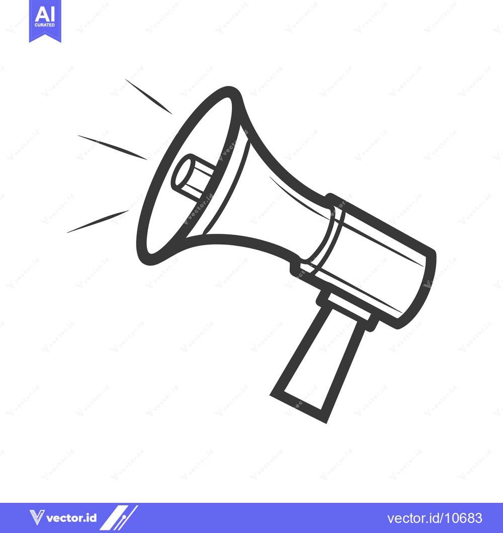 Premium Vector dari A Black and White Outline of a Megaphone with Sound Rays