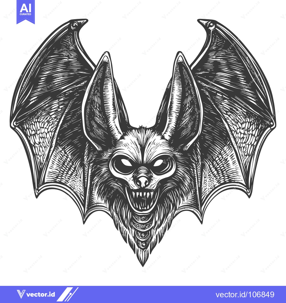 Premium Vector dari Hand-Drawn Illustration of a Bat with Spread Wings