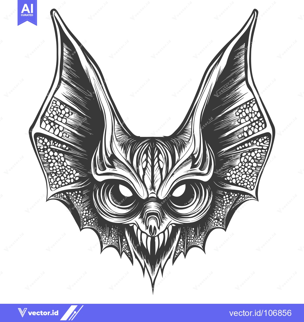 Premium Vector dari Detailed Illustration of a Ferocious Bat with Sharp Teeth and Big Eyes