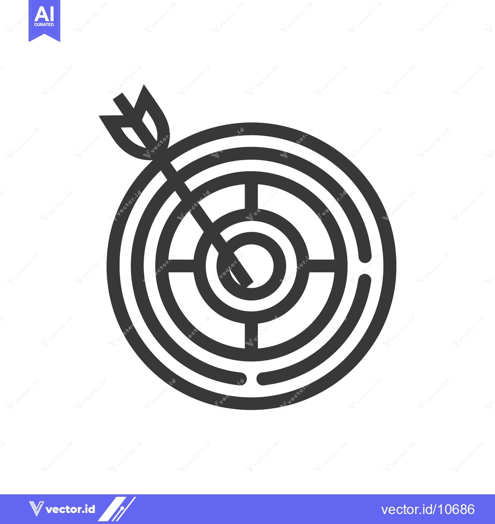 Premium Vector dari A Black and White Outline of an Arrow Hitting the Center of a Target