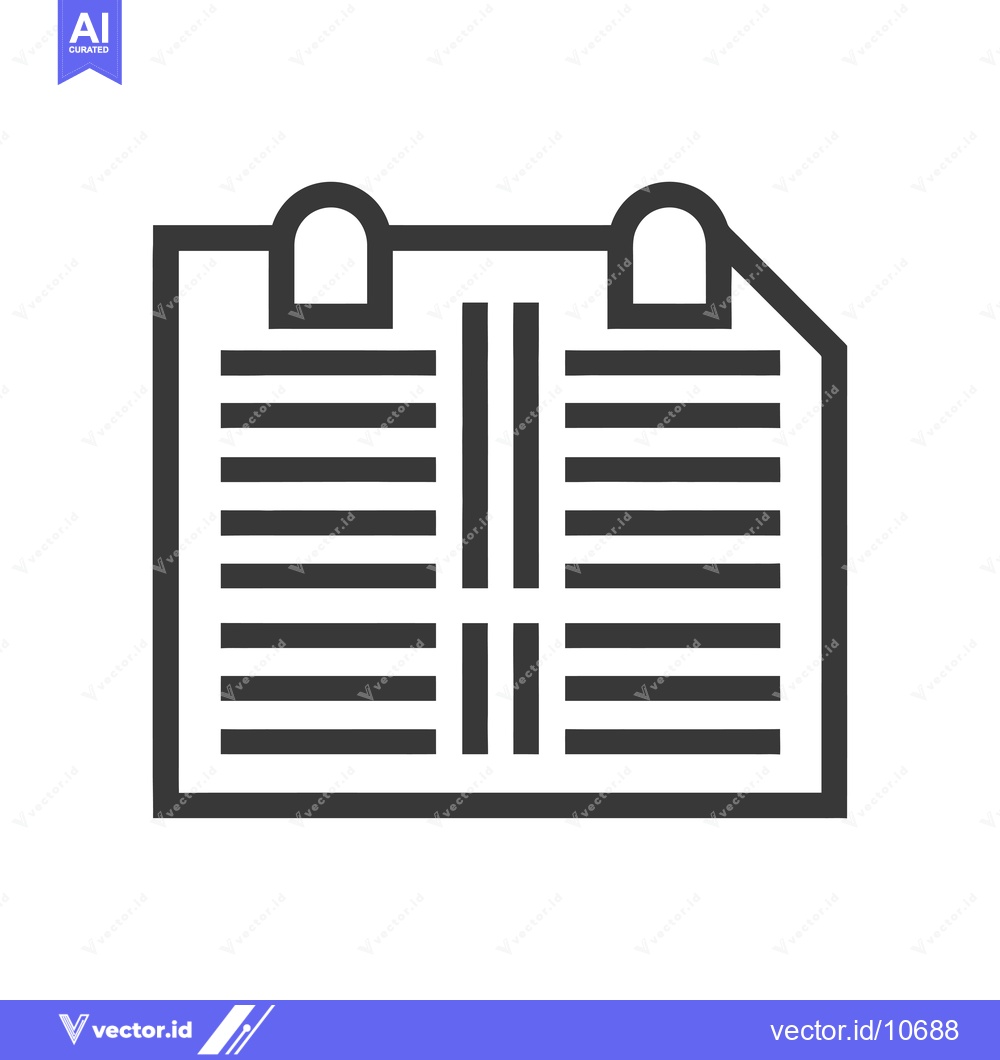 Premium Vector dari A black and white outline of a paper document icon with two holes at t