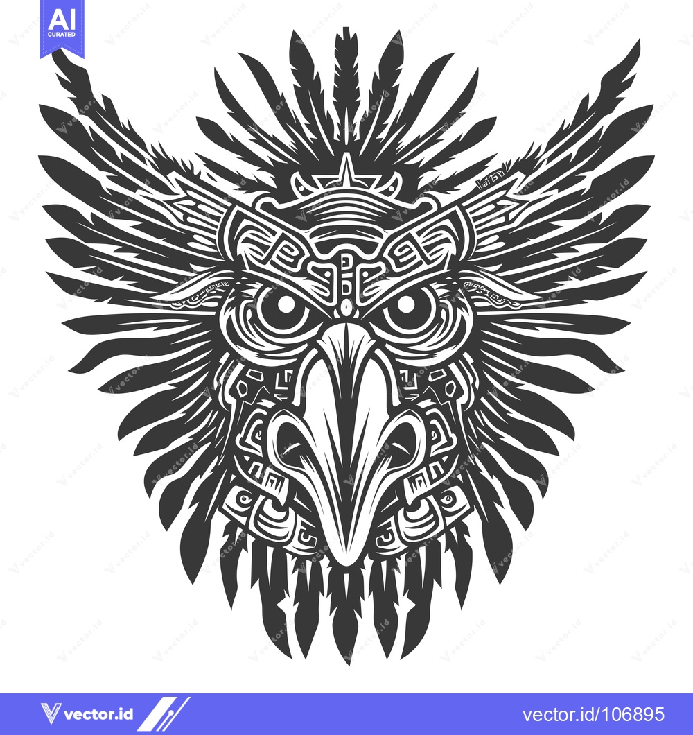 Premium Vector dari Ornamental Tribal Eagle Head with Feathers