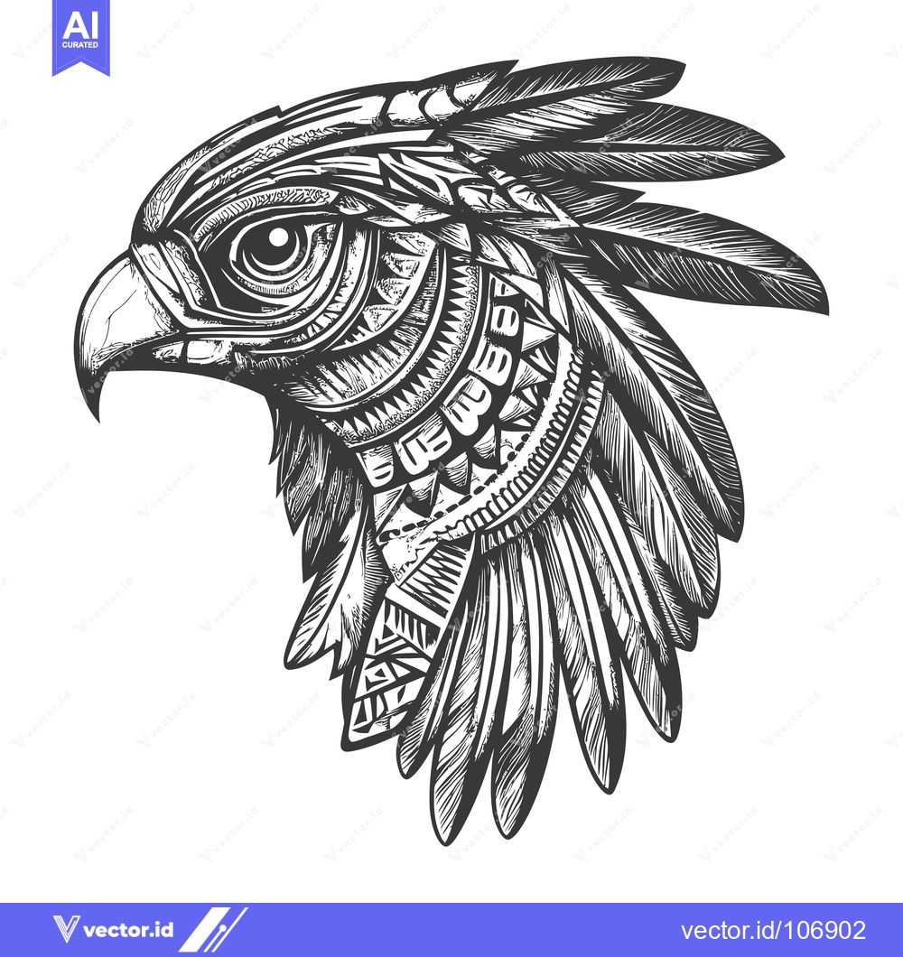 Premium Vector dari Geometric Eagle Head with Detailed Feathers