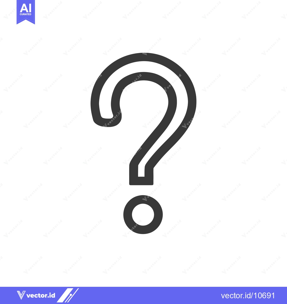 Premium Vector of A black and white outline of a question mark with a dot below it