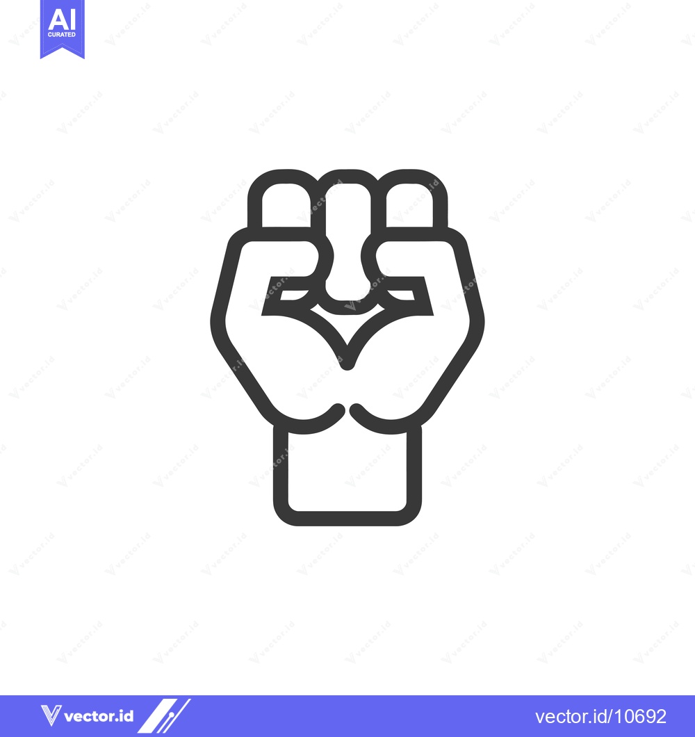Premium Vector dari A Black and White Outline of a Raised Fist