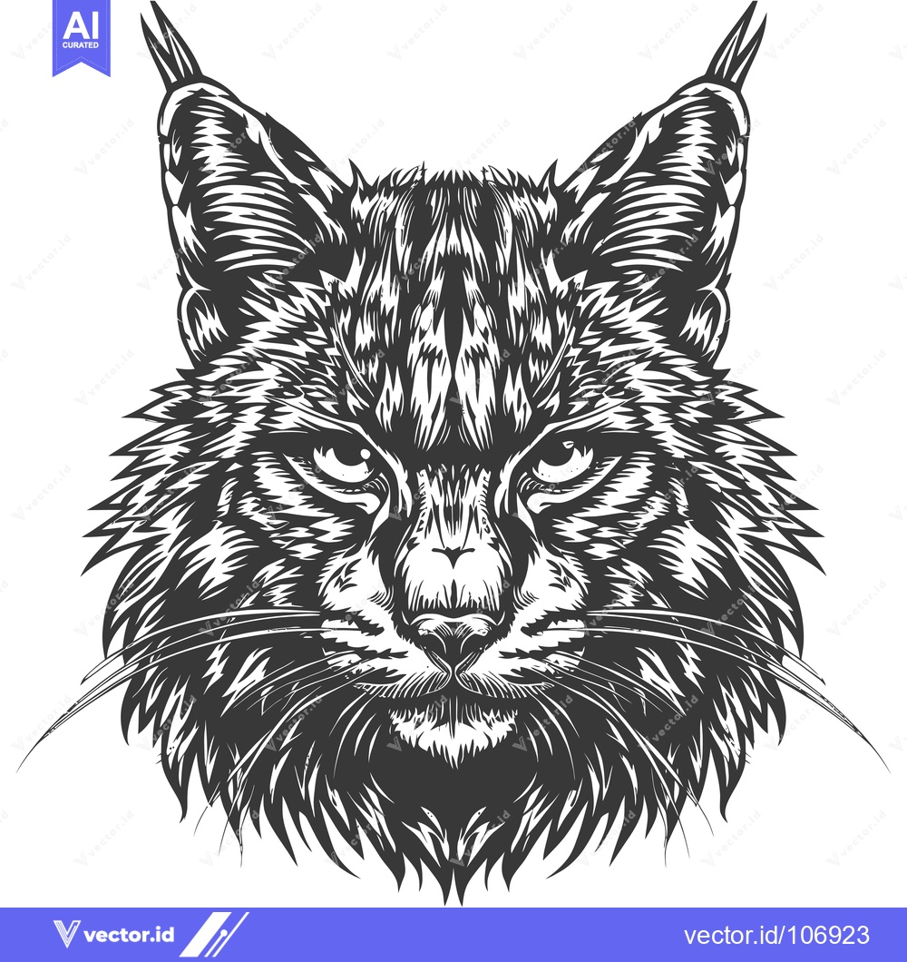 Premium Vector dari Detailed Engraved Illustration of a Fierce Bobcat Head.