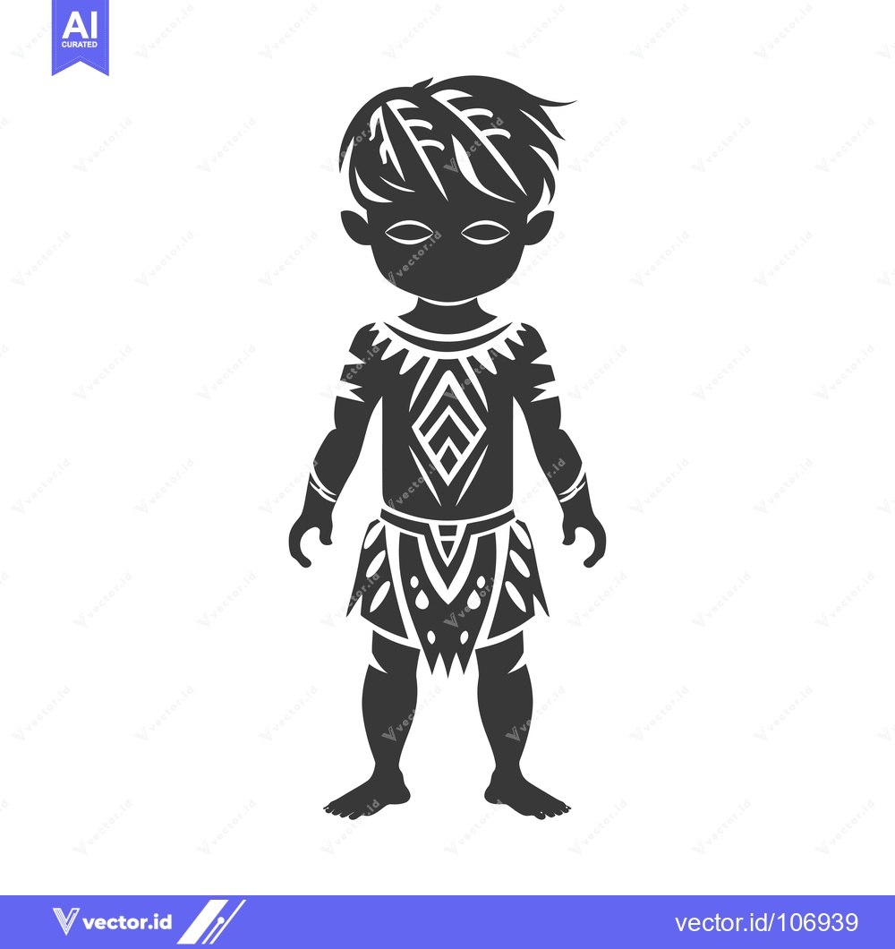 Premium Vector of Tribal Boy with Body Art and Traditional Clothing