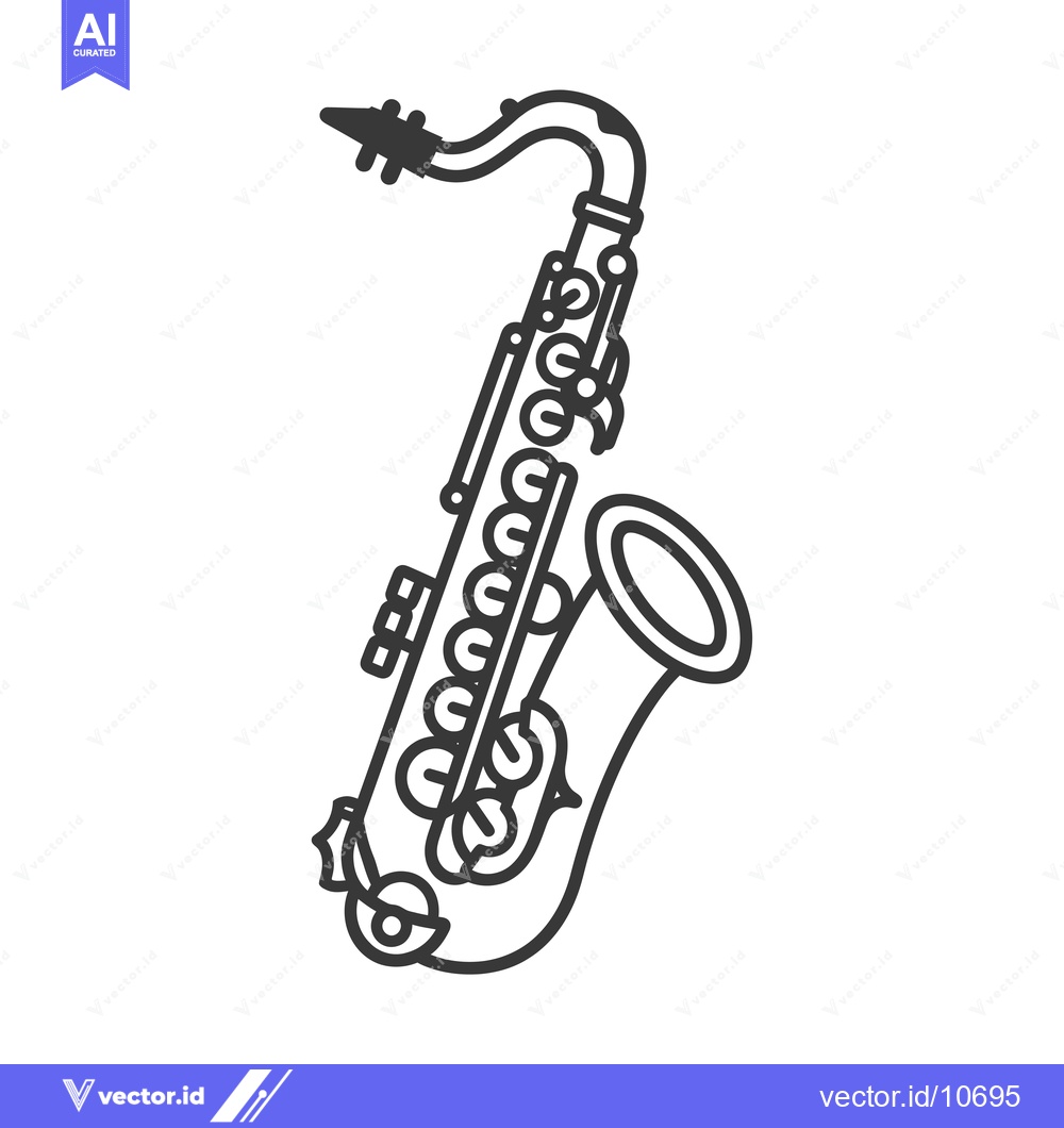 Premium Vector dari A Black and White Outline of a Saxophone