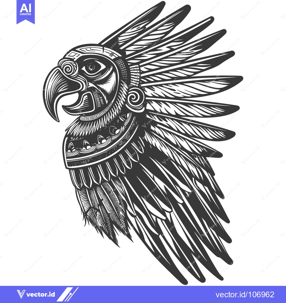 Premium Vector of Black and White Illustration of a Native American Eagle Headdress