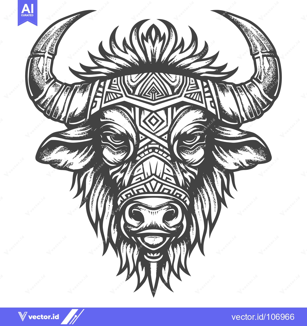 Premium Vector dari Tribal Bull Head with Geometric Pattern