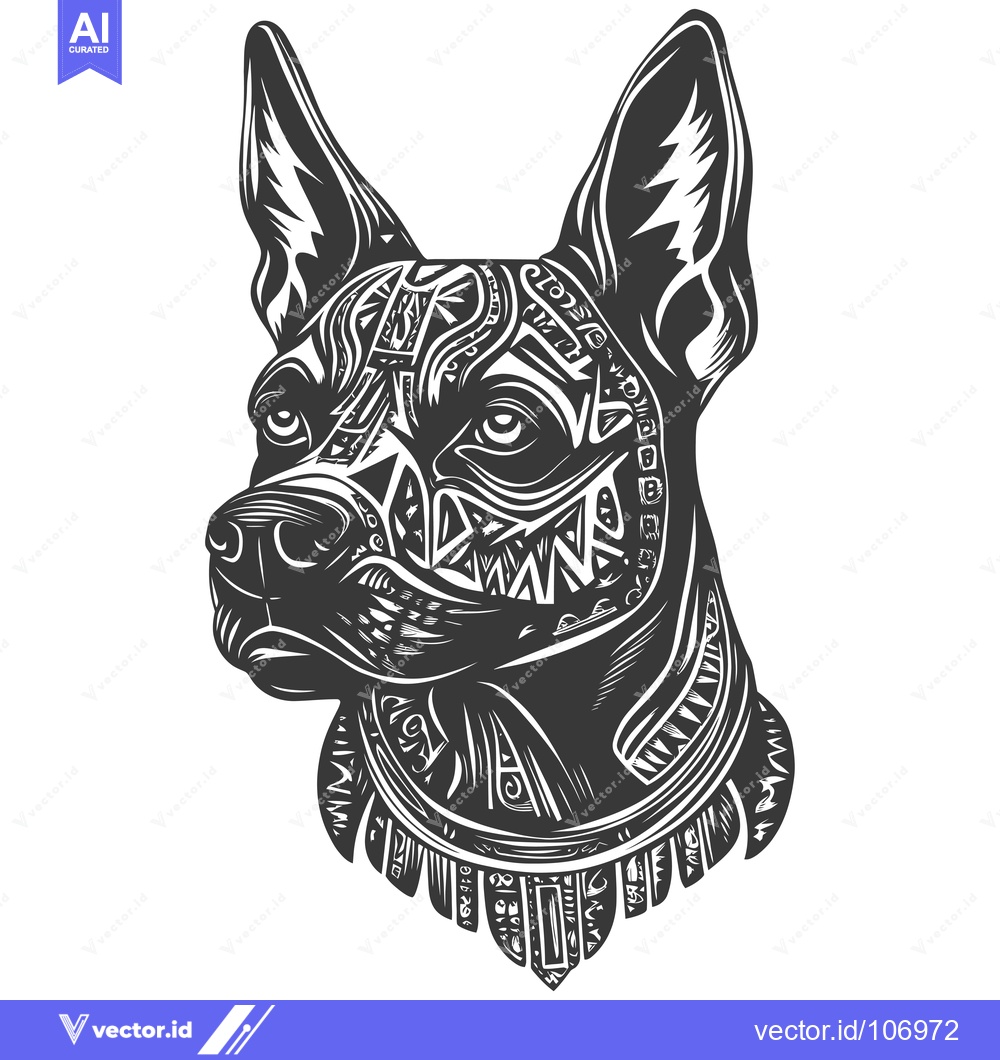 Premium Vector of Tribal Design Black and White Dog Portrait