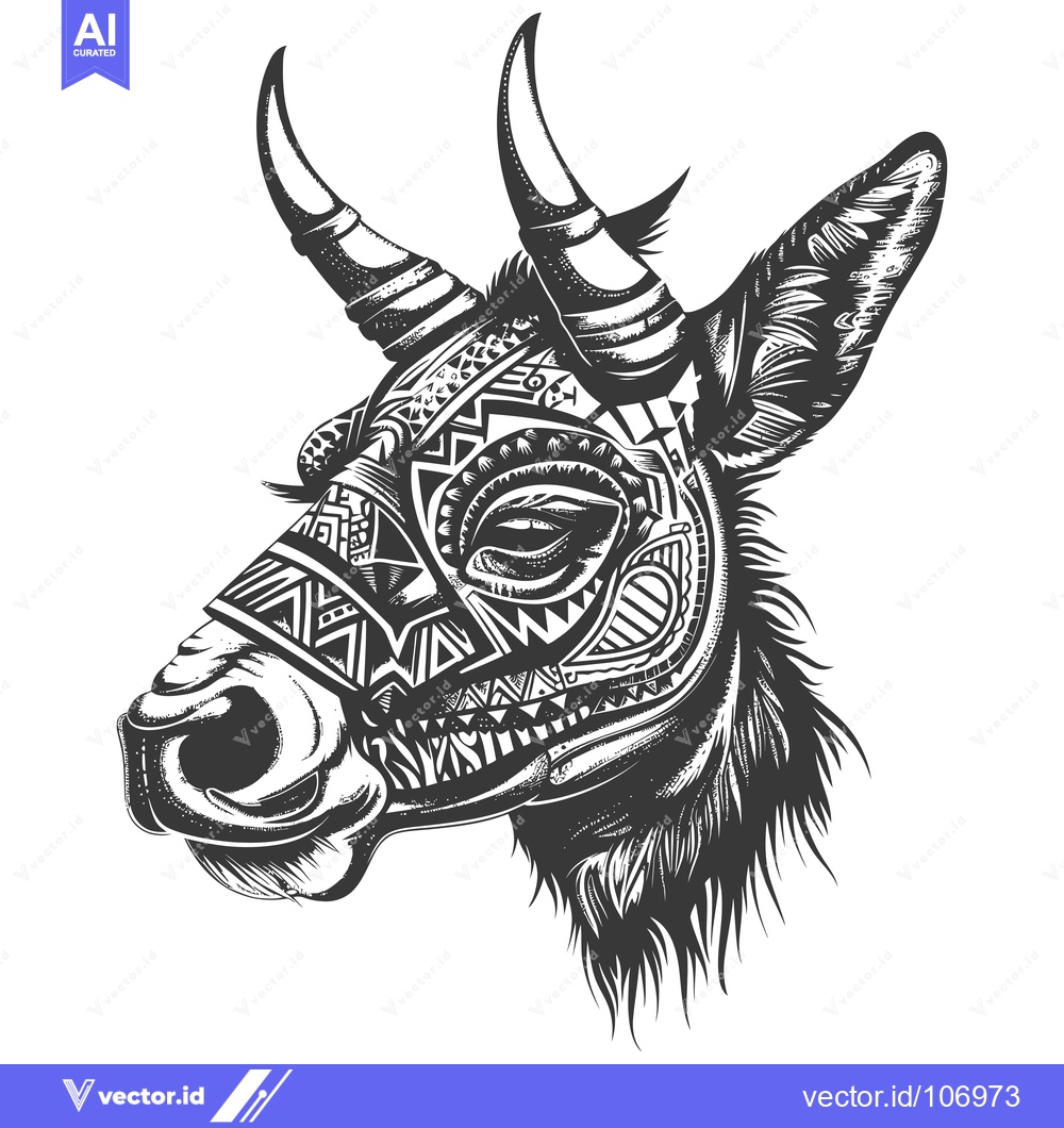 Premium Vector dari Tribal Design Bull Head with Geometric Patterns