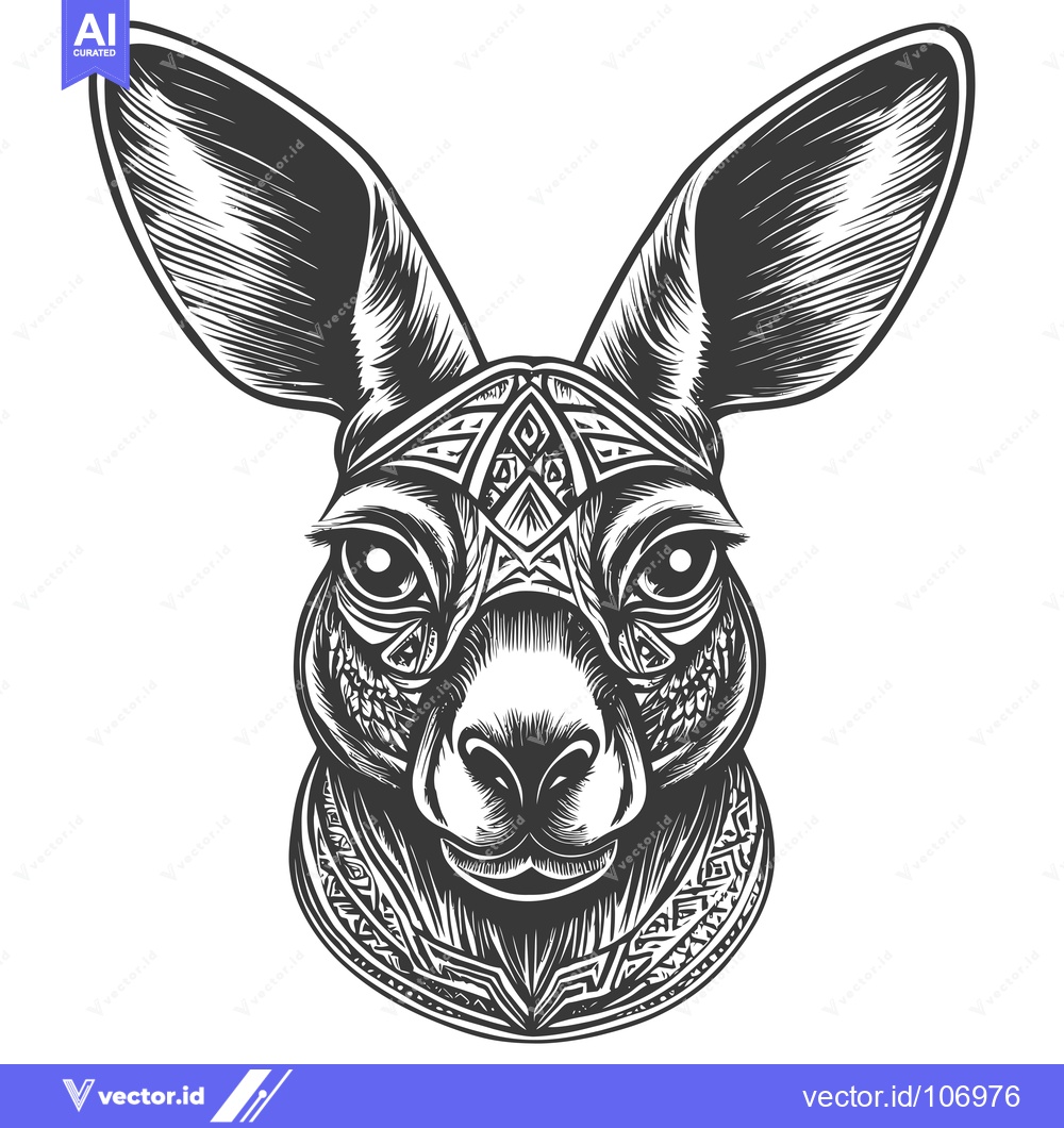 Premium Vector of Tribal Design on a Kangaroo's Face