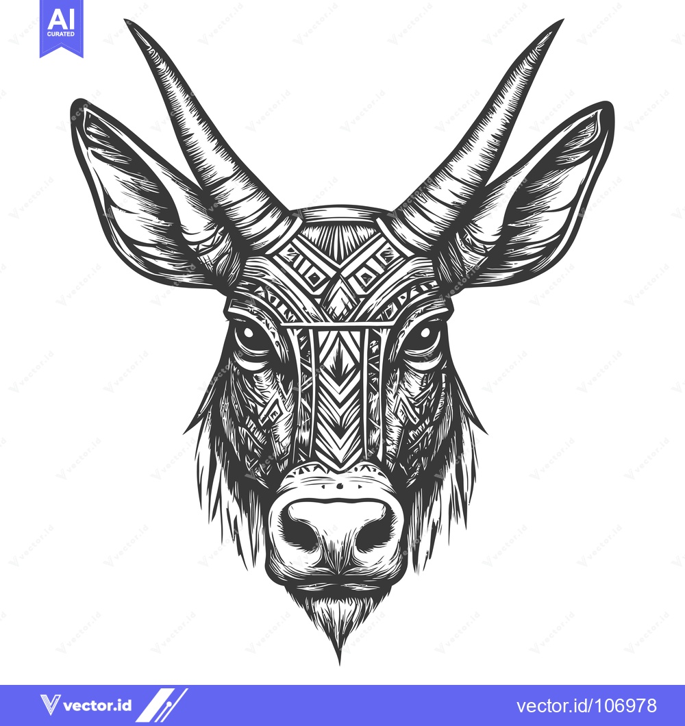 Premium Vector of Tribal Geometric Deer Head with Antlers