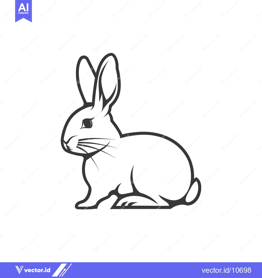 Premium Vector dari A Black and White Outline of a Sitting Rabbit