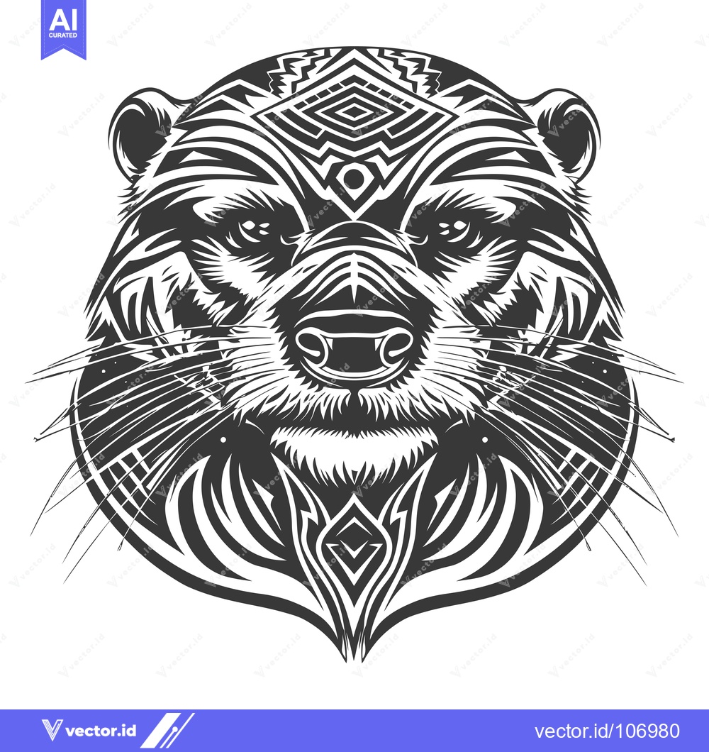 Premium Vector dari Tribal Geometric Otter Head Design