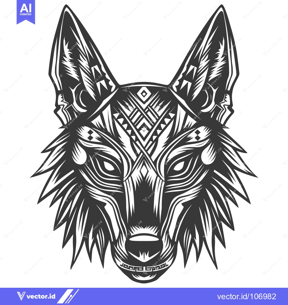 Premium Vector of Tribal Geometric Wolf Head with Intricate Details