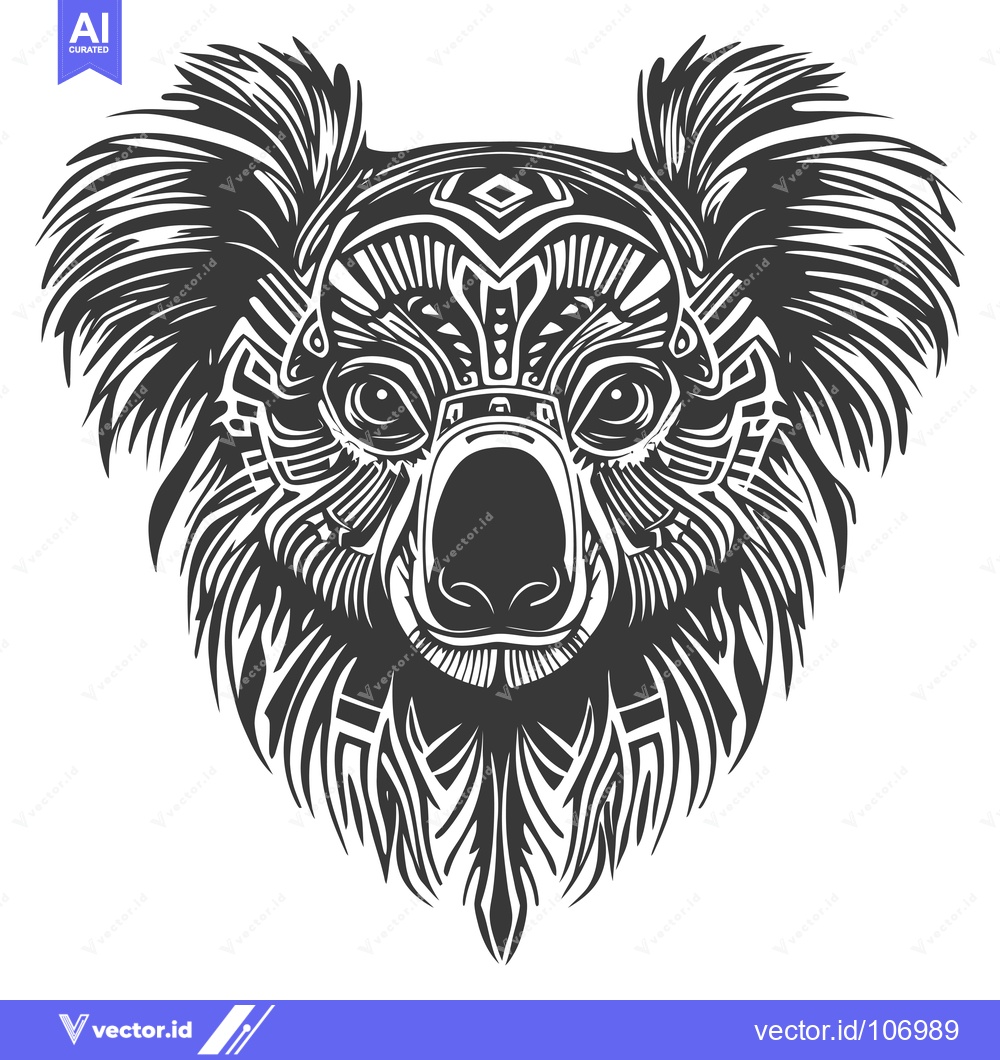 Premium Vector dari Tribal Koala Face with Geometric Patterns