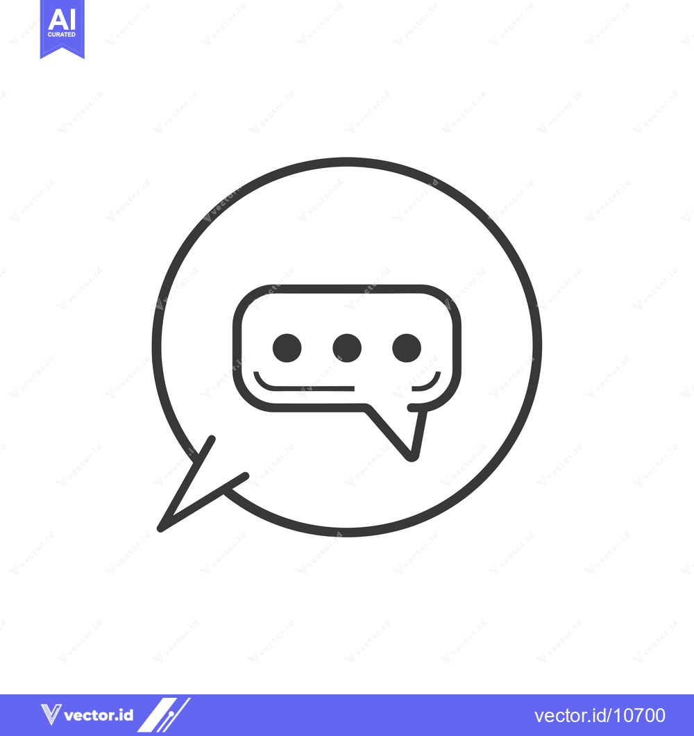 Premium Vector of A Black and White Outline of a Speech Bubble with Three Dots
