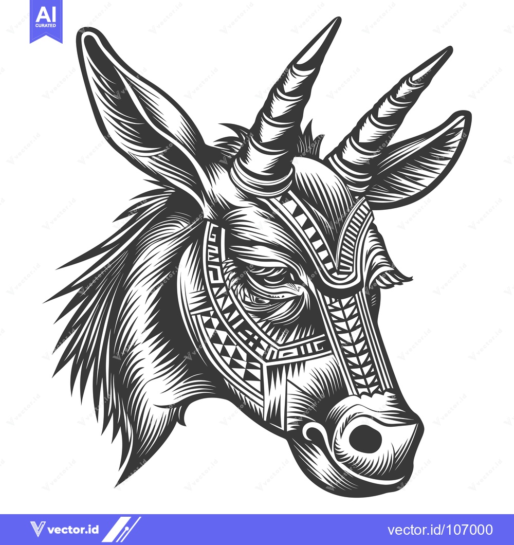 Premium Vector of Tribal  Patterned  Animal  Head  With  Horn