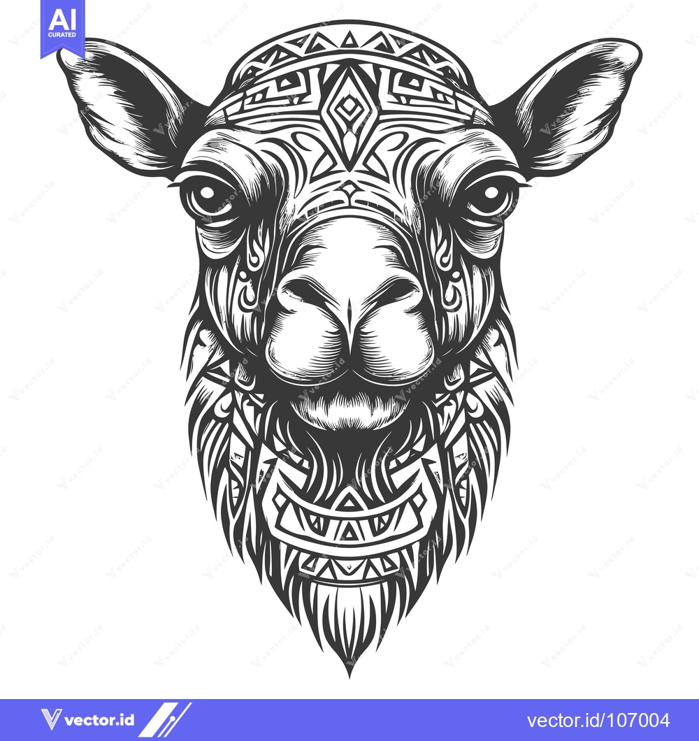 Premium Vector dari Tribal Patterned Camel Head Illustration