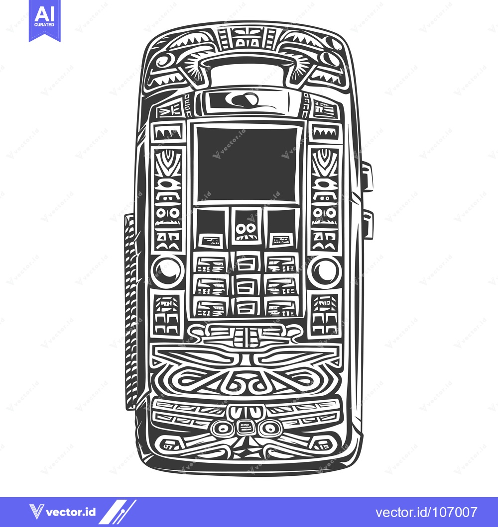 Premium Vector of Tribal-patterned cell phone with geometric designs