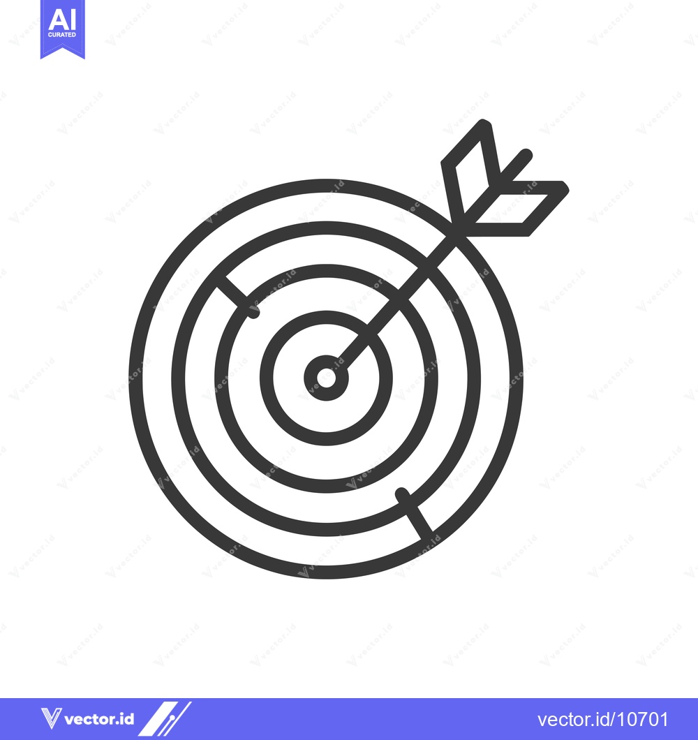 Premium Vector dari A black and white outline of a target with an arrow in the center