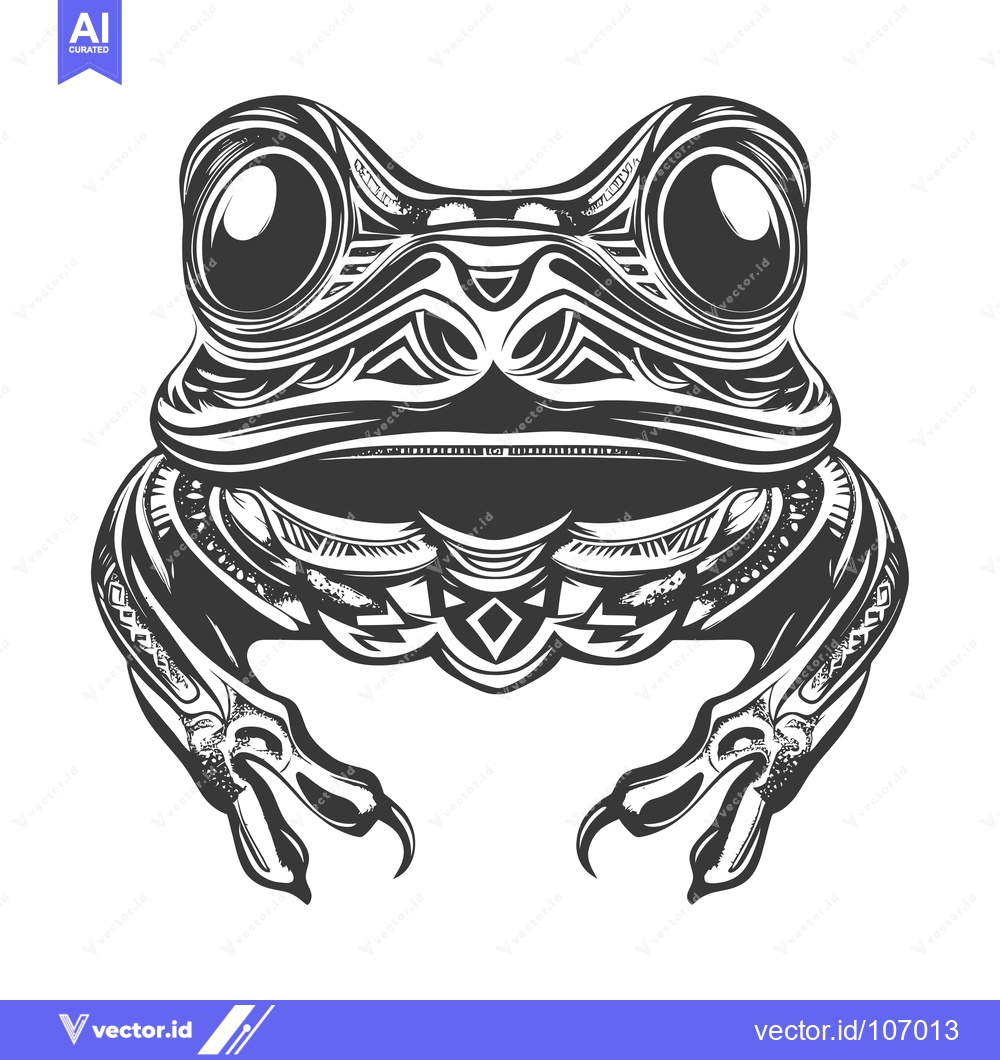 Premium Vector dari Tribal Patterned Frog with Large Eyes