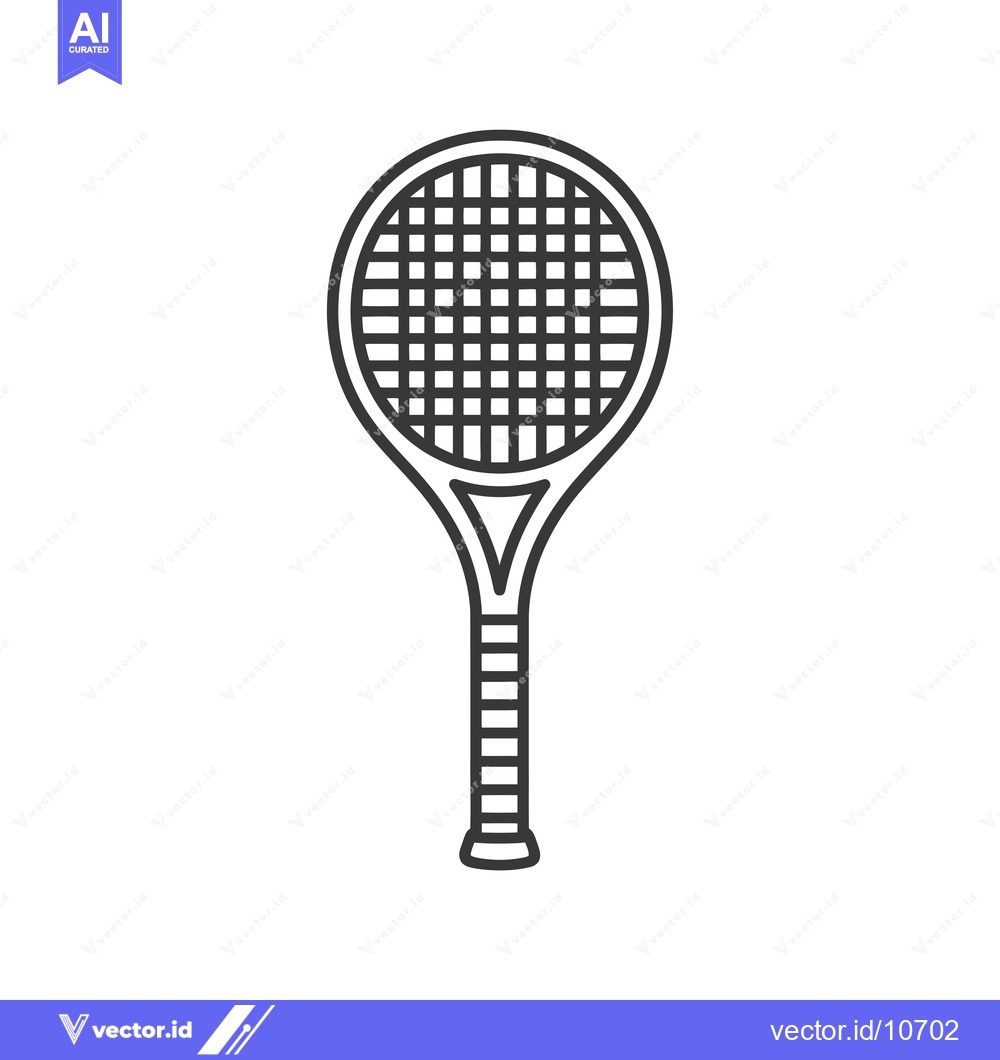 Premium Vector of A Black and White Outline of a Tennis Racket