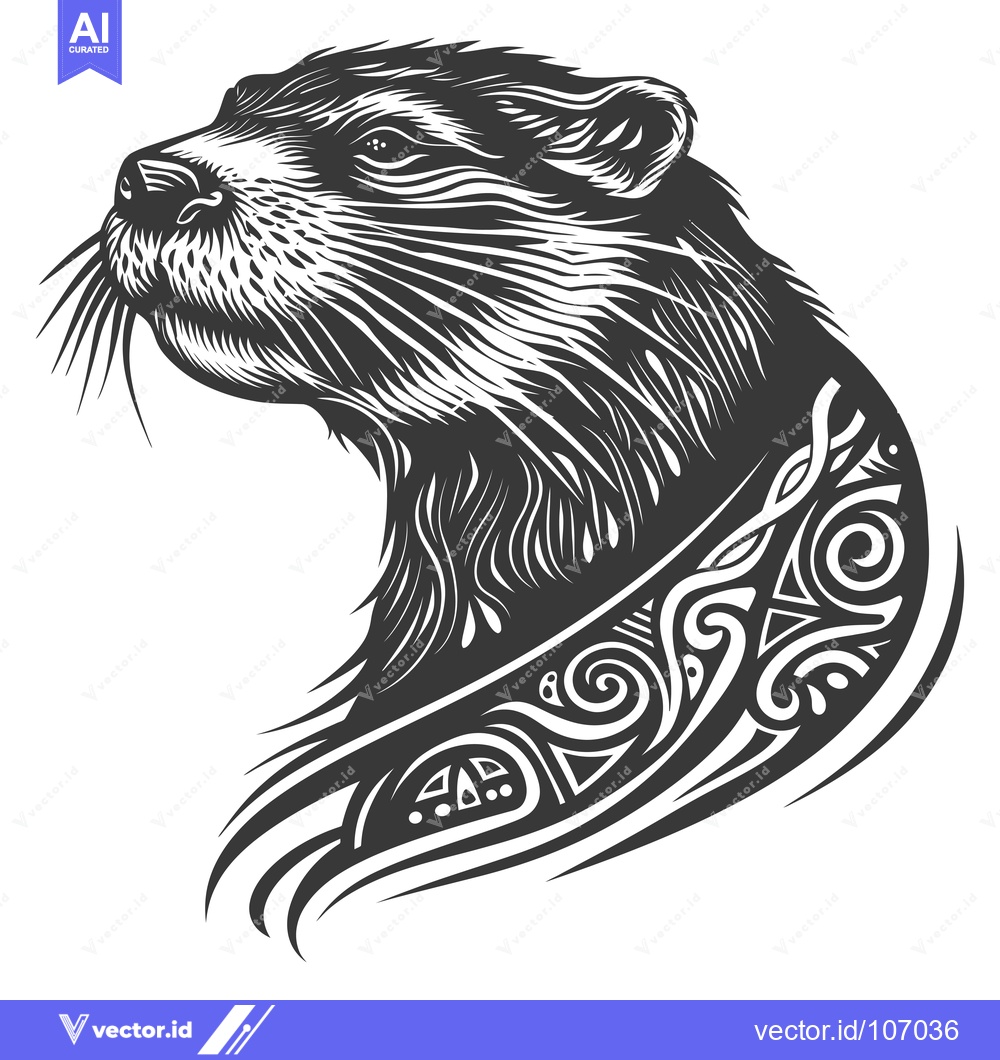 Premium Vector dari Tribal Pattern Otter Head Profile