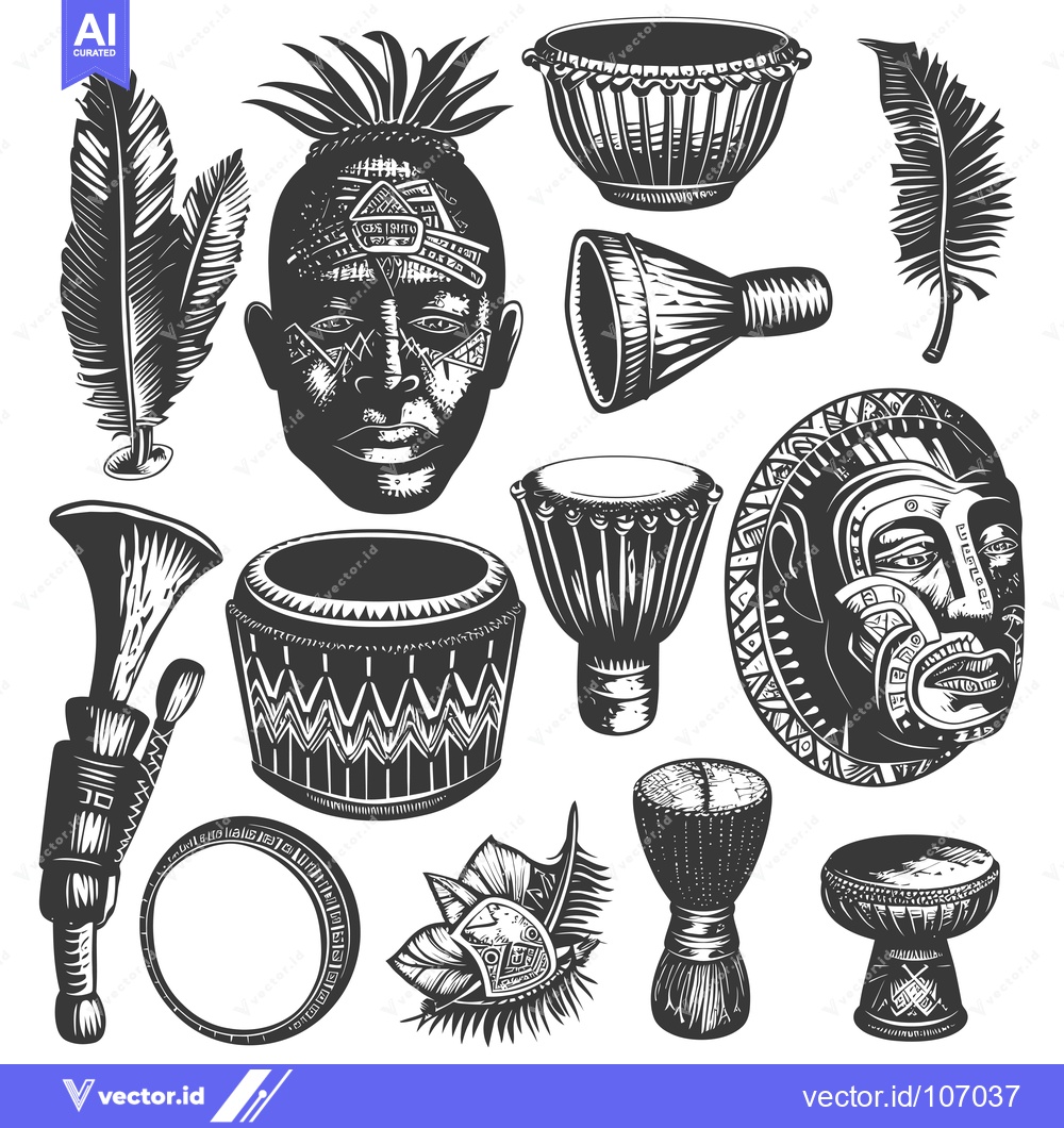 Premium Vector dari Tribal Ritualistic Instruments and Artifacts