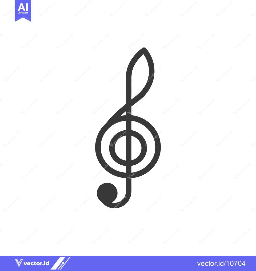Premium Vector dari A Black and White Outline of a Treble Clef
