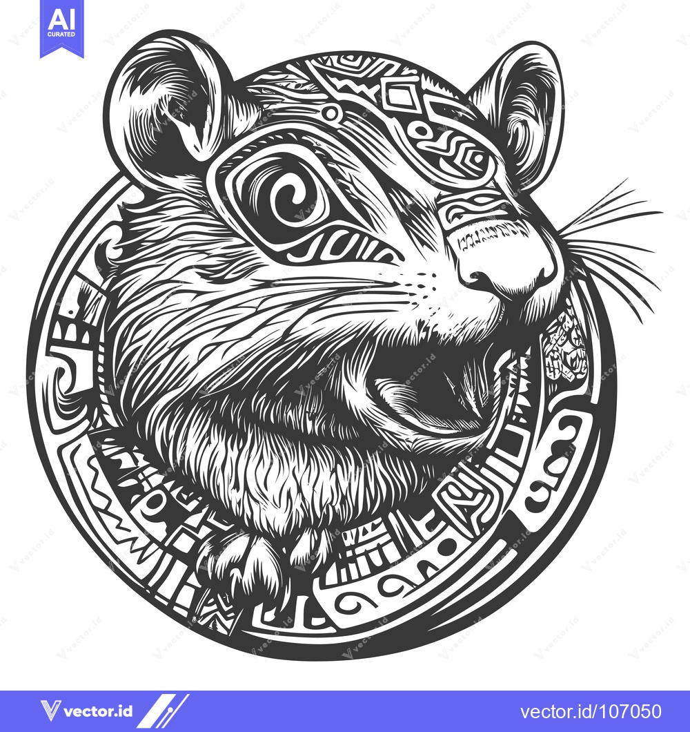Premium Vector dari Tribal-style illustration of a rodent head