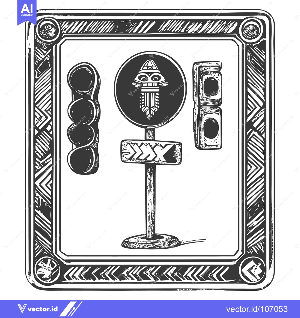Premium Vector dari Tribal-Style Street Sign with Carved Figures