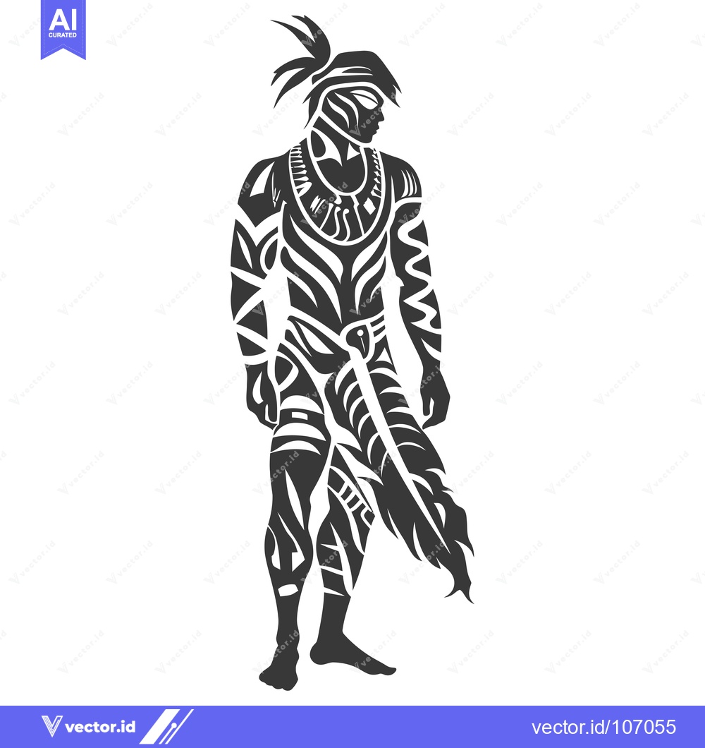 Premium Vector dari Tribal Tattooed Man in Profile