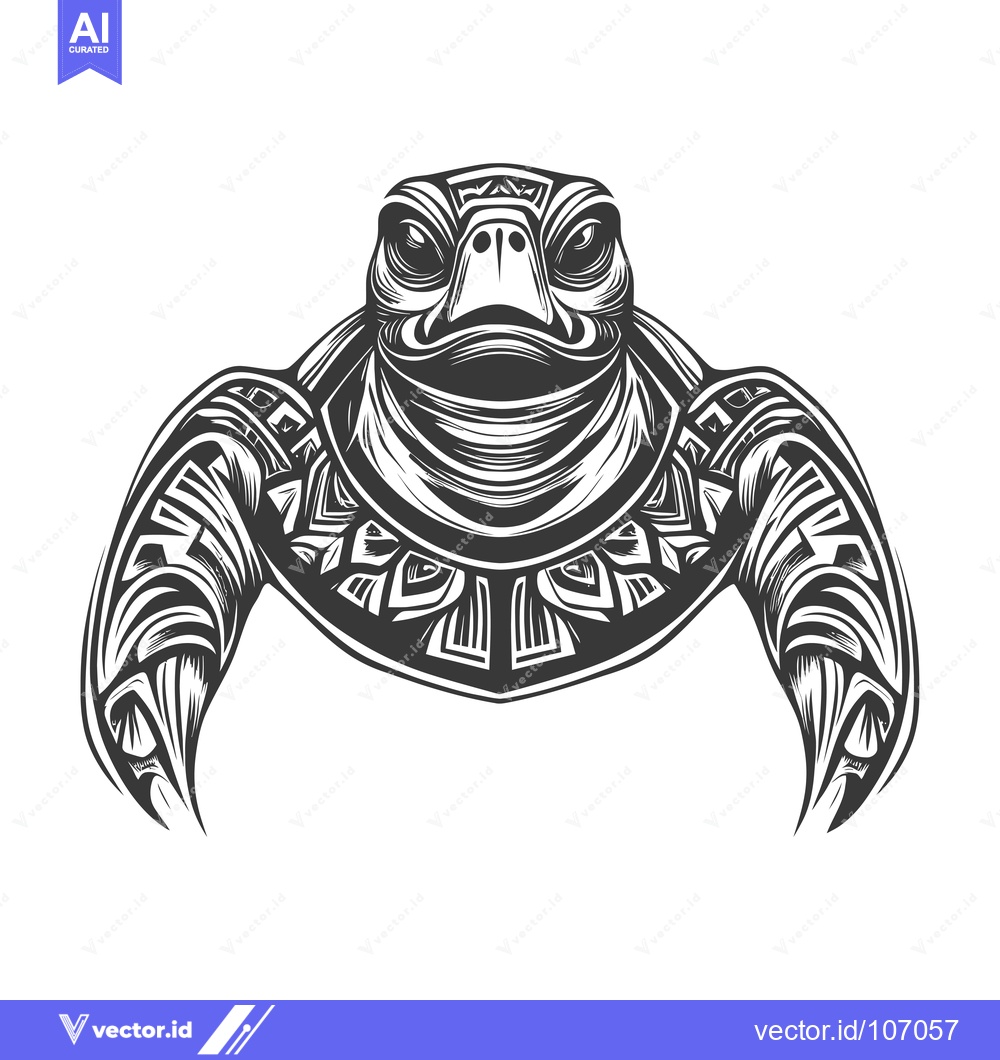 Premium Vector of Tribal Tattoo Style Turtle Illustration