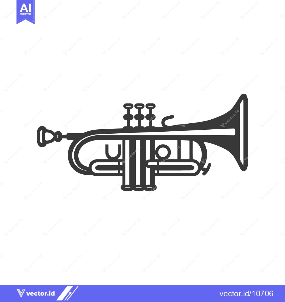 Premium Vector of A Black and White Outline of a Trumpet