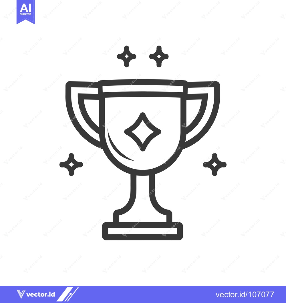 Premium Vector dari Trophy Cup with Four Stars in a Line Outline Icon