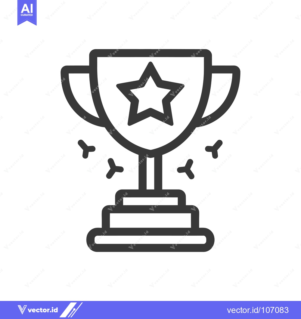 Premium Vector of Trophy with a Star and Sparkling Effects