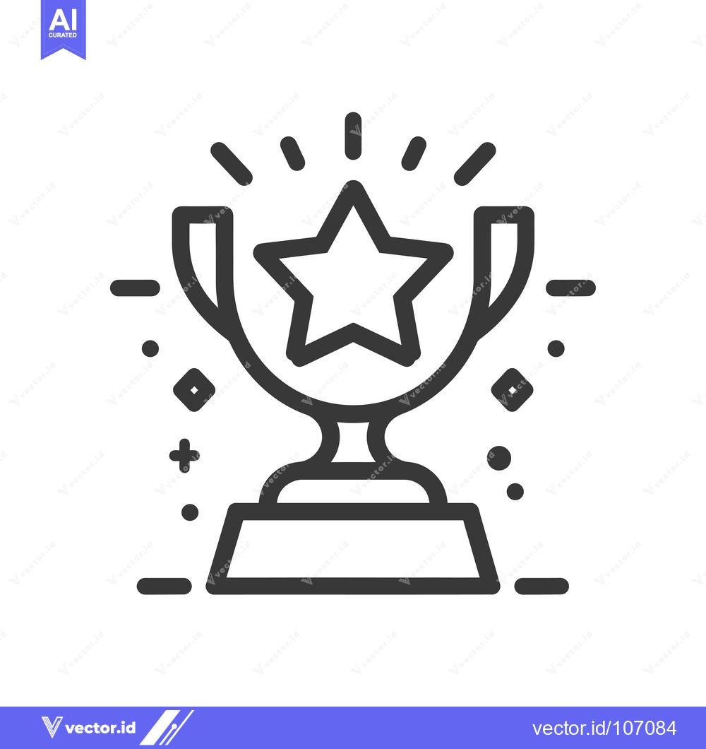 Premium Vector of Trophy with a Star on Top and Decorative Elements
