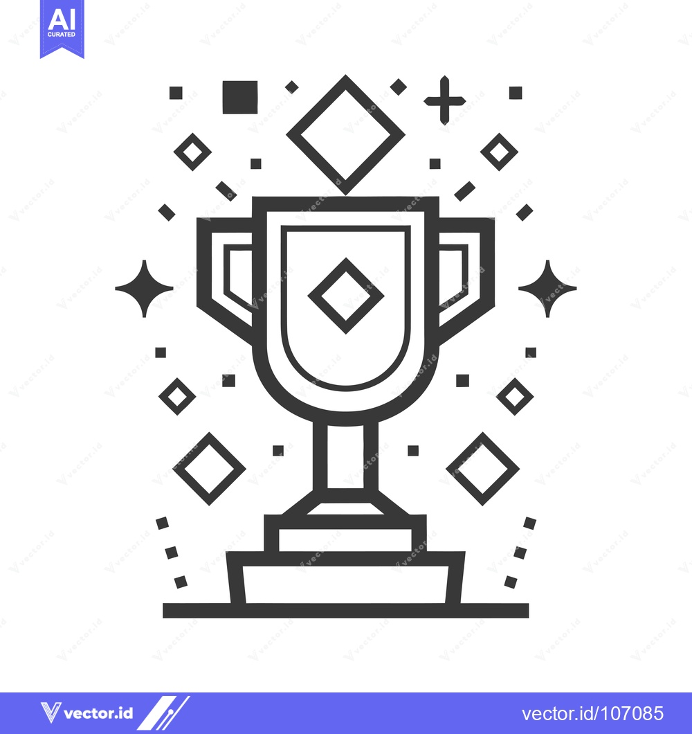 Premium Vector dari Trophy with Diamonds and Stars Surrounding It