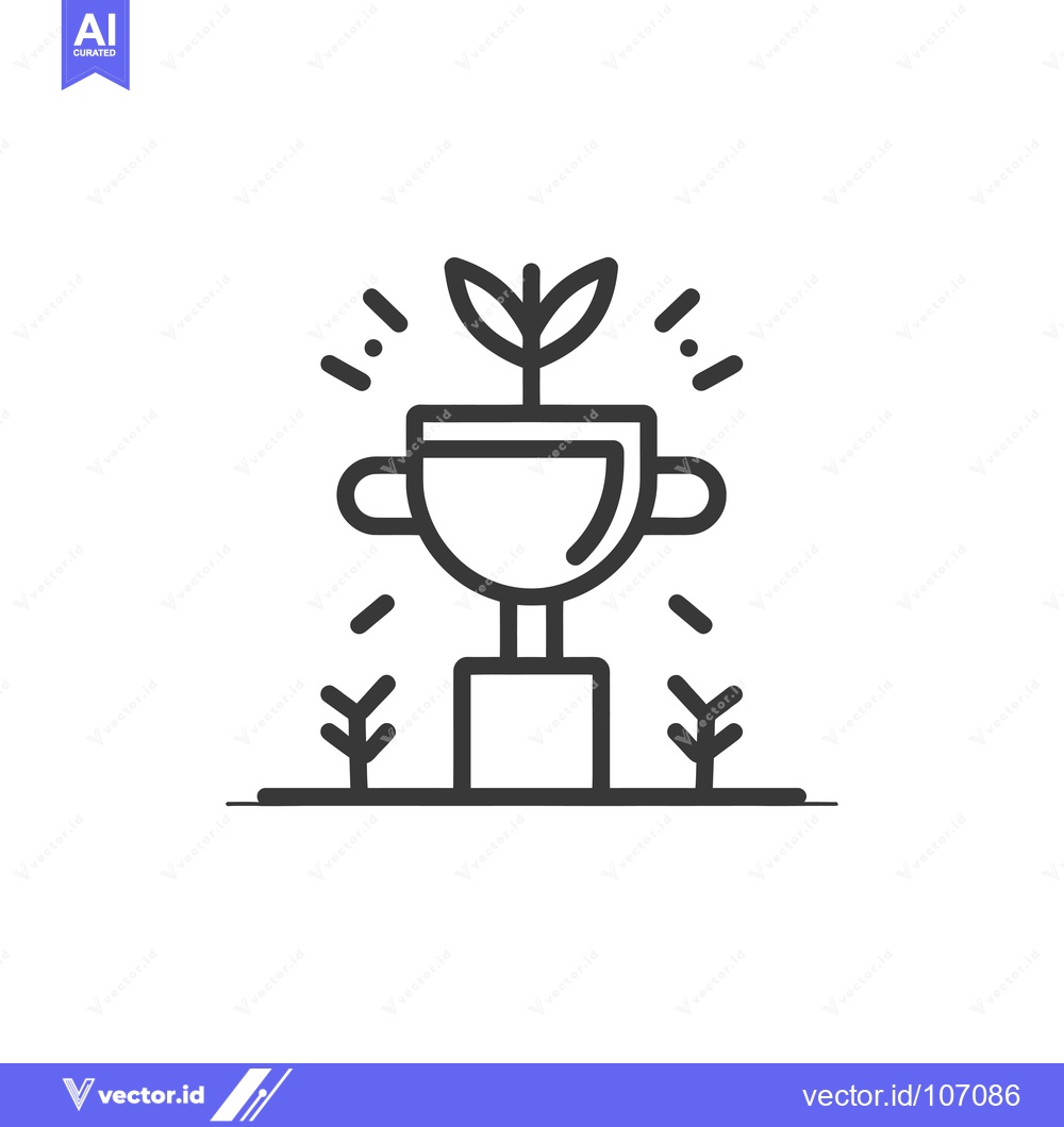 Premium Vector dari Trophy with Growing Plant Inside, Success and Growth Concept